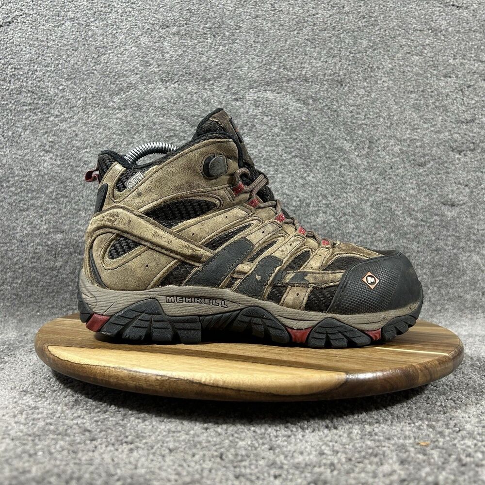 Merrell Work Moab 2 Vent Mid WP Women’s Sz 6 Brown Leather Steel Toe Boots Used